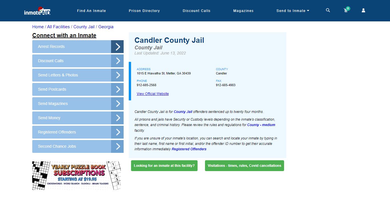 Candler County Jail - Inmate Locator - Metter, GA
